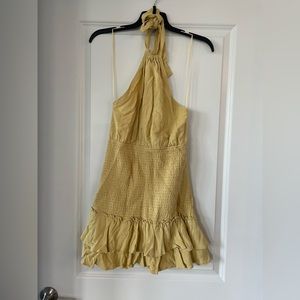 Blush boutique yellow halter neck mini dress